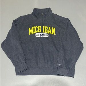 University of Michigan Thick Quarter Zip Embroidered Sweater (Men XL)